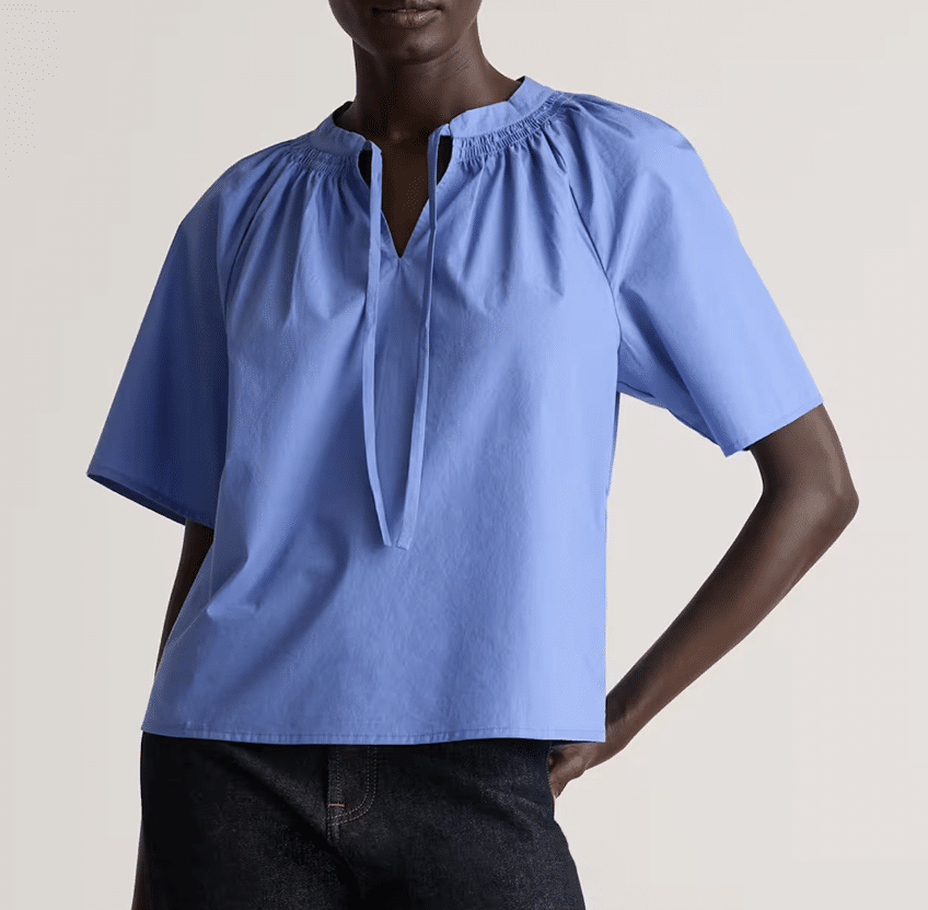 The Best Quince Tops and Blouses for Summer tania stephens  fashion over 60  poplin blue